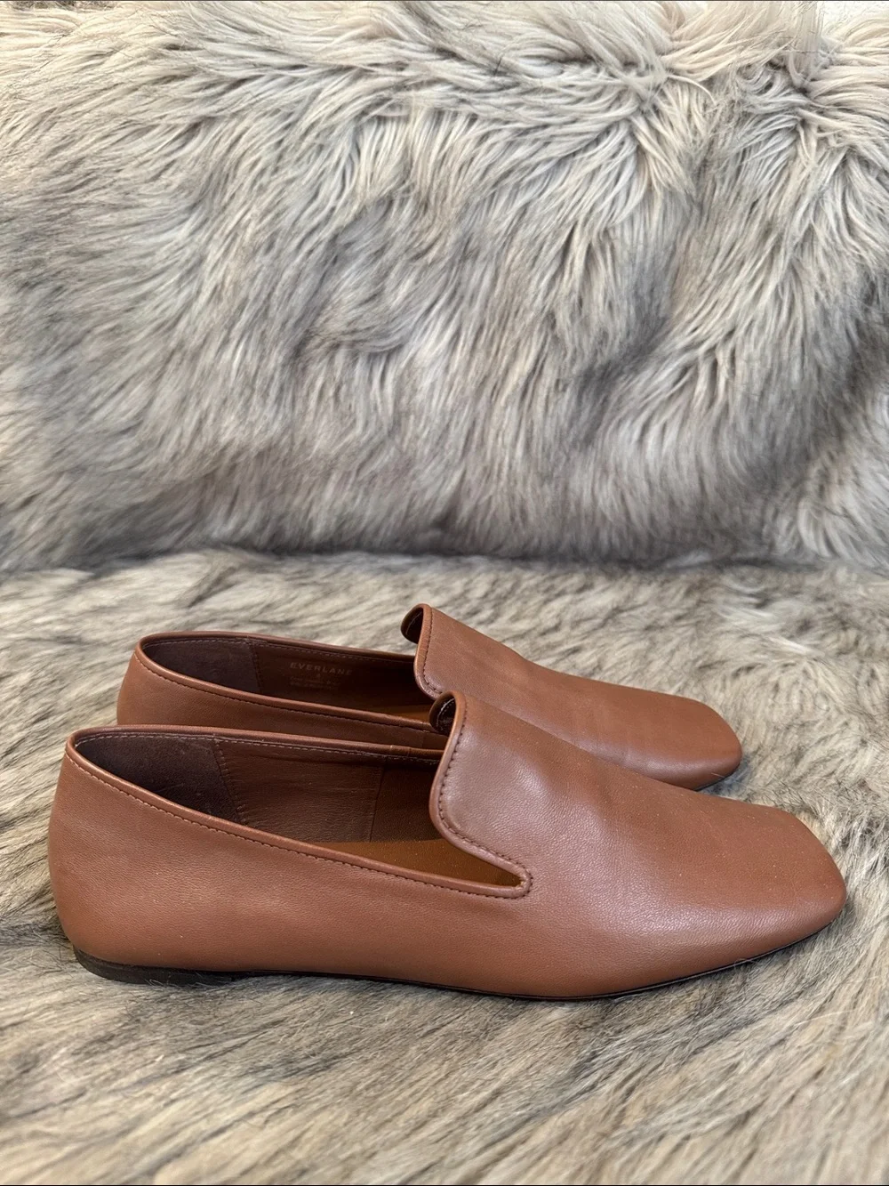 Everlane Women's Leather Slip-On Loafers in Tan-Brown Size 8